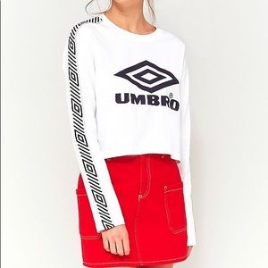 Umbro White Long Sleeve Cropped Logo T-Shirt